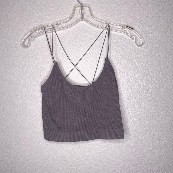 Out From Under Urban Outfitters Womens Top Size L Gray Sparkly Cropped - Picture 1 of 8